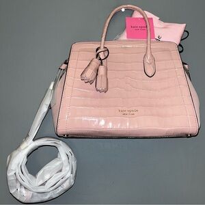 Kate Spade “Knott” Blush/Light Pink Croc-Embossed Satchel/Crossbody-NWT